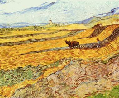 Vincent Van Gogh Enclosed Field With Ploughman Spain oil painting art